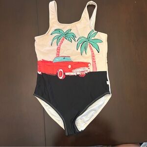 Kate Spade Kids Palm Tree and Car Print Swimsuit Size 12